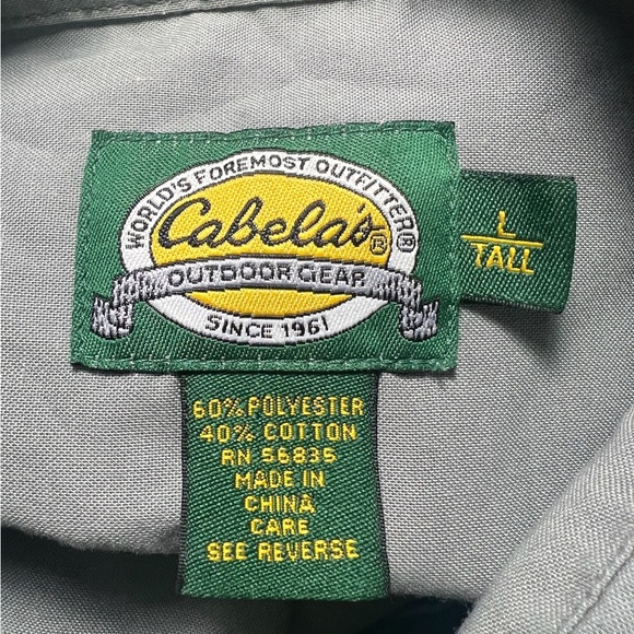 CABELAS, LARGE/TALL, GREEN, SHORT SLEEVE, BUTTON UP. - Picture 3 of 8